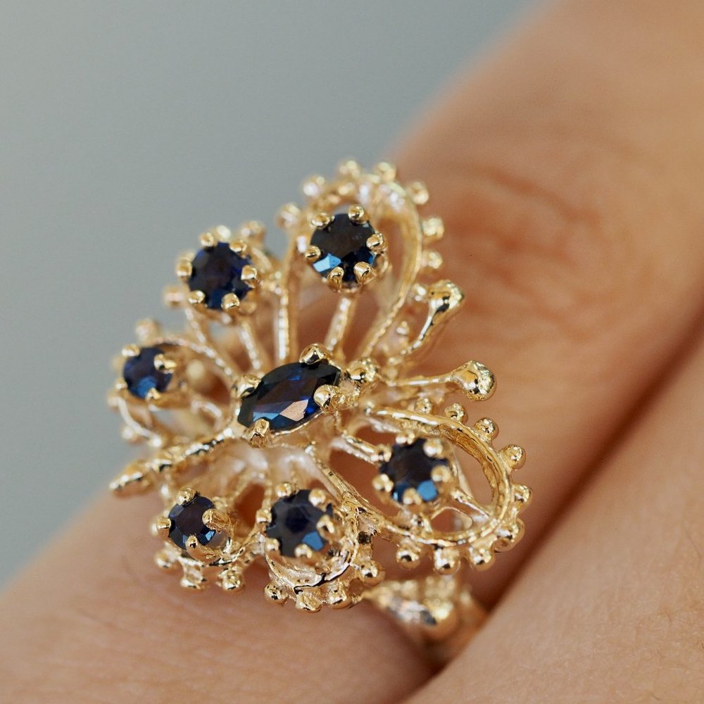 10 Karat Yellow Gold Sapphire Butterfly Ring